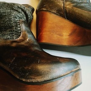 🍸2❎HP Bed Stu Bruges Brown leather/gray knit boot